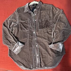 NWT L&B Lucky&Blessed LS Button Down Velvet Brown Size Small